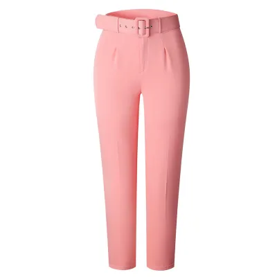 S-3XL Women Casual High Waist Solid Color Cotton Blend Pants