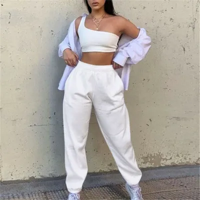 S-2XL Women High Waist Cotton Jogger Pants Urban Leisure Style