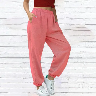 S-2XL Women High Waist Cotton Jogger Pants Urban Leisure Style