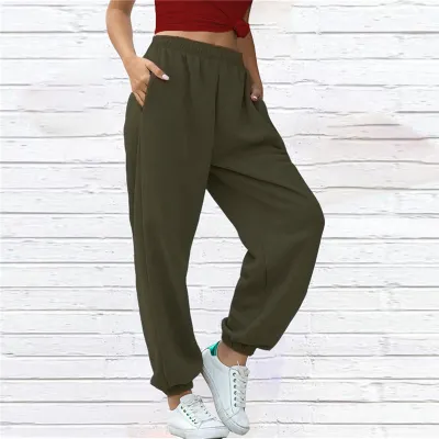 S-2XL Women High Waist Cotton Jogger Pants Urban Leisure Style