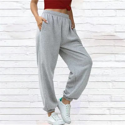S-2XL Women High Waist Cotton Jogger Pants Urban Leisure Style