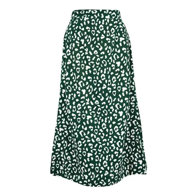 S-XL Women Fashion Leopard Print Irregular Hem Skirts