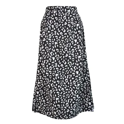 S-XL Women Fashion Leopard Print Irregular Hem Skirts