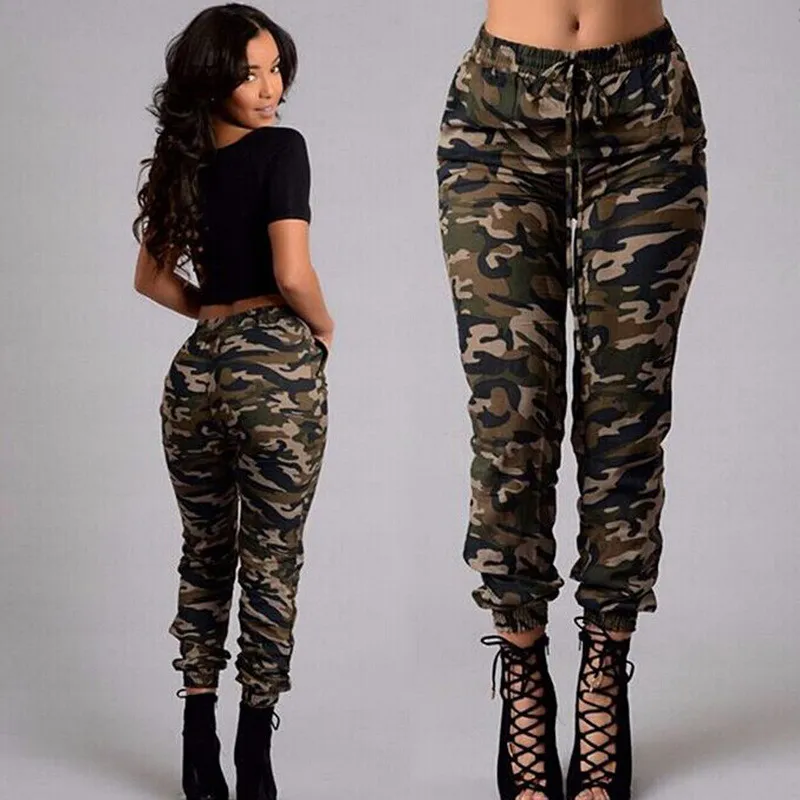 S-5XL Women Fashion High Waist Camouflage Print Jogger Pants
