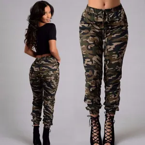S-5XL Women Fashion High Waist Camouflage Print Jogger Pants