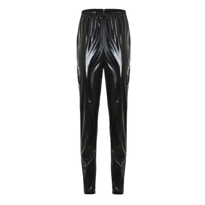 S-3XL Women Fashion Solid Color PU Leather Zipper Pants