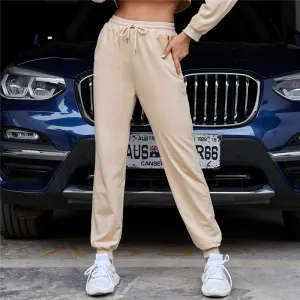 XS-L Women High Waist Drawstring Jogger Pants Cotton Blend Loose Fit