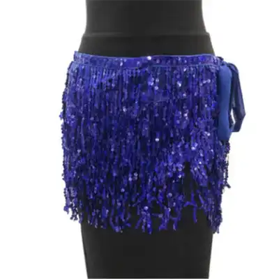 Women Sexy Sequin Tassels Irregular Hem Mini Skirt