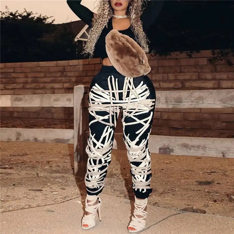 XL-5XL Women Plus Size Contrast Color Striped Patchwork Jogger Pants