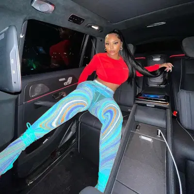 S-L Women Sexy Graphic Printing Mesh See-through Tight Pants