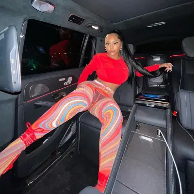 S-L Women Sexy Graphic Printing Mesh See-through Tight Pants