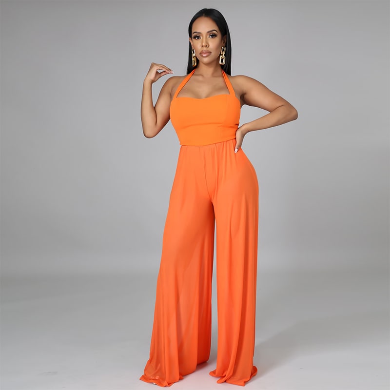 Wholesale S-XL Women Fashion Solid Color Chiffon Halter