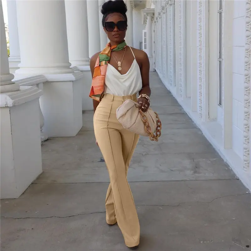 S-XL Women Fashion Solid Color Patchwork Pants