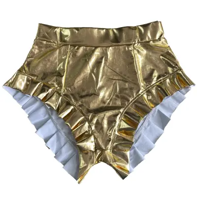 S-2XL Women Sexy Solid Color Ruffled PU Leather Shorts