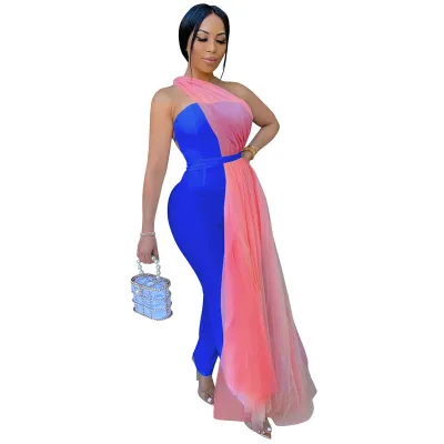 S-XXL Women Sexy Backless Lace Up Mesh Romper Jumpsuit