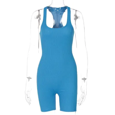 S-XL Women Sexy Halter Neck Solid Color Rompers
