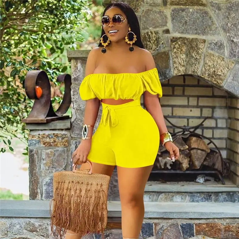S-2XL Women Fashion Off-the-shoulder Cut Out Rompers