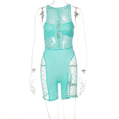 S-L Women Sexy See-Through Cut Out Rompers