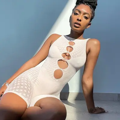 S-L Women Sexy See-Through Cut Out Rompers