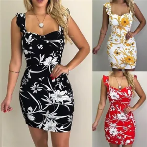S-5XL Women Plus Size Backless Graphic Printed Dress