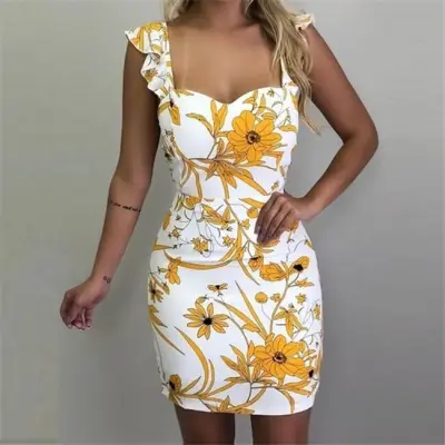 S-5XL Women Plus Size Backless Graphic Printed Dress