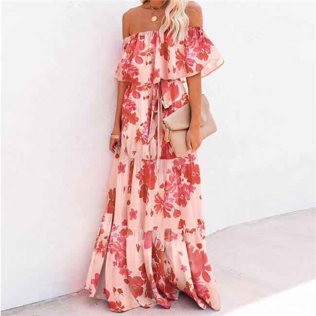 SUMMER Painting floral beauty dress♡ 1980's Lush Bucolic Floral Print OTS Cotton Summer Dress
