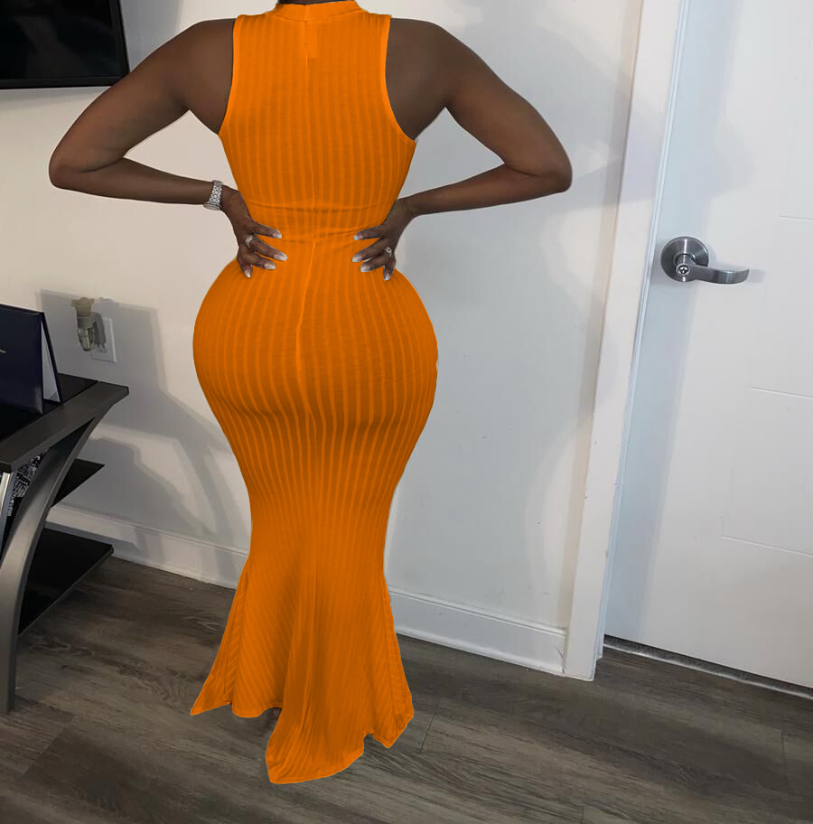 Wholesale S-2XL Sexy Solid Color Sleeveless Bodycon Fishtail