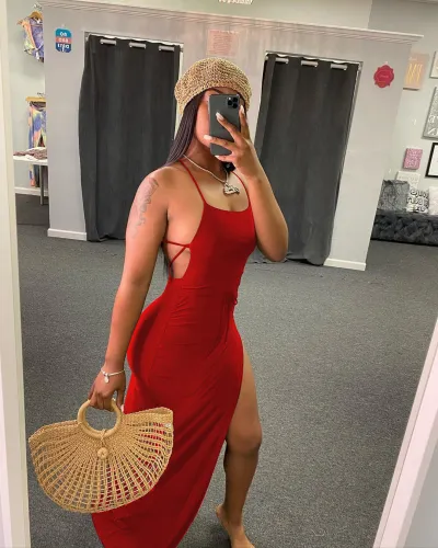 S-XL Women Sexy Backless Solid Color Split Maxi Dress