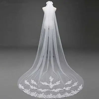 Simple Lace Flower Design Romantic Wedding Bridal Veil With Comb