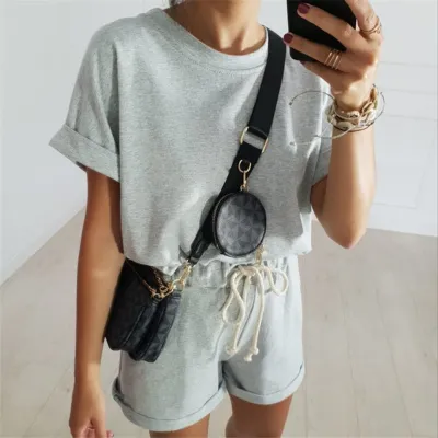 S-XL Women's Casual Cotton Blend Pajamas Set - Short Sleeve T-Shirt and Shorts