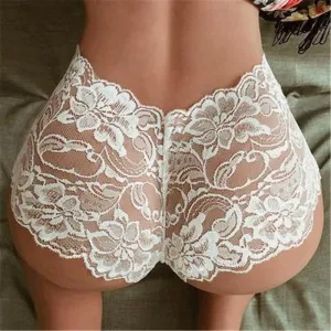 S-5XL Women Plus-size Sexy Lace See-through Boxer Panties