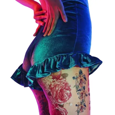 S-XL Women Sexy Solid Color High Waist Flounced Velvet Shorts