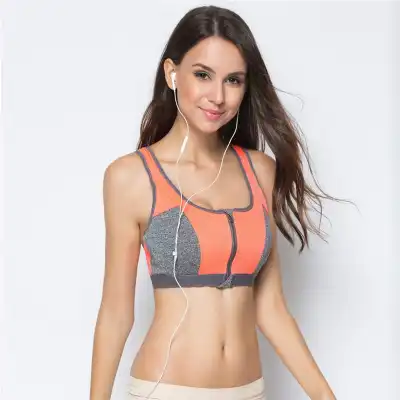 S-L Women Color Blocking Double Layer Sports Bra