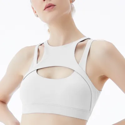 S-XL Women Fashion Solid Color Hollow Out Sports Bra