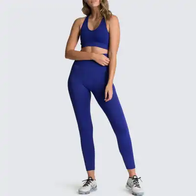 S-L Women Solid Color Sports Bra And Leggings Two Pieces Set