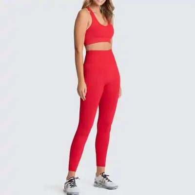 S-L Women Solid Color Sports Bra And Leggings Two Pieces Set