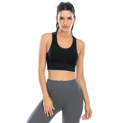XS-XL Women Fashion Solid Color Hollow Out Sports Bra With Fixed Double Straps