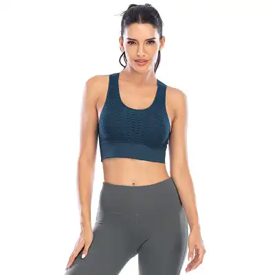 XS-XL Women Fashion Solid Color Hollow Out Sports Bra With Fixed Double Straps