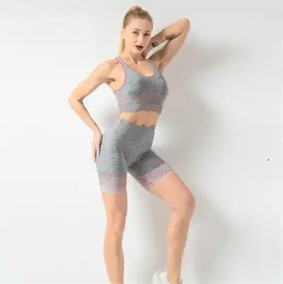 S-XL Women Fashion Yoga Crop Top And Shorts Two Pieces Set
