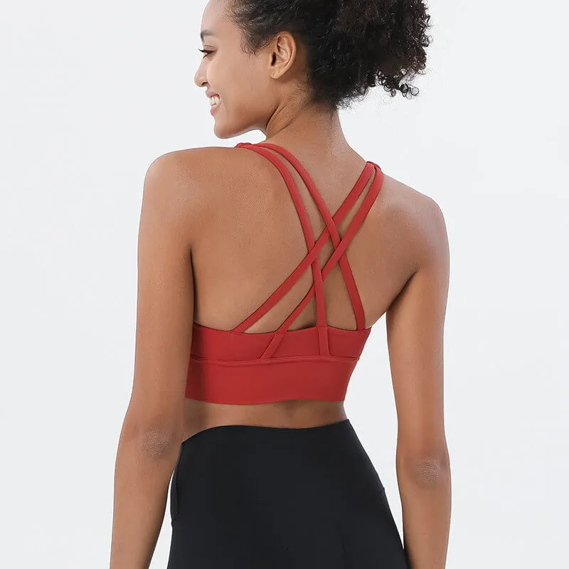 S-XL Women Crossed Strap Sports Tank Top