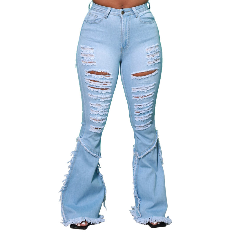 Wholesale S-5XL Women Fashion Plus Size Tassels Ripped Wholesale S-5XL Women Fashion Plus Size Tassels Ripped