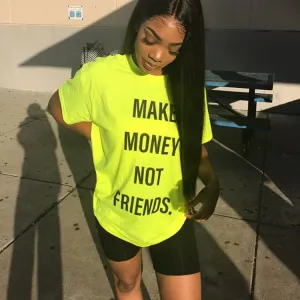 S-XXL Women Bright Color Casual Letter Slogan Print T-Shirt