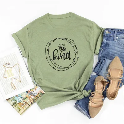 M-5XL Women Round Collar Short-sleeve Letter Print Cotton T-shirt