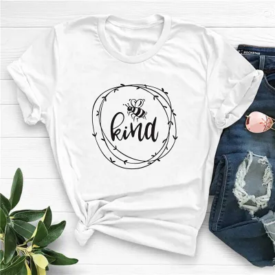 M-5XL Women Round Collar Short-sleeve Letter Print Cotton T-shirt