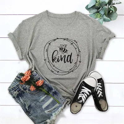M-5XL Women Round Collar Short-sleeve Letter Print Cotton T-shirt