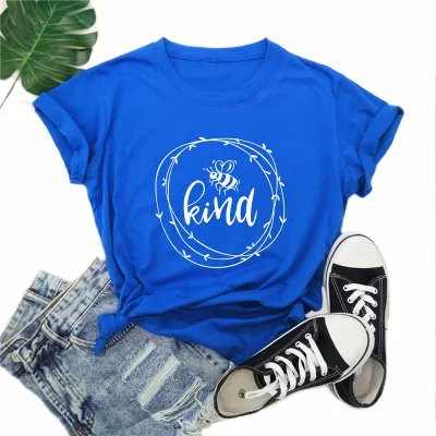 M-5XL Women Round Collar Short-sleeve Letter Print Cotton T-shirt
