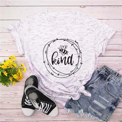 M-5XL Women Round Collar Short-sleeve Letter Print Cotton T-shirt