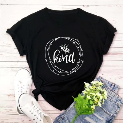 M-5XL Women Round Collar Short-sleeve Letter Print Cotton T-shirt