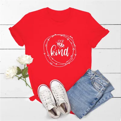 M-5XL Women Round Collar Short-sleeve Letter Print Cotton T-shirt