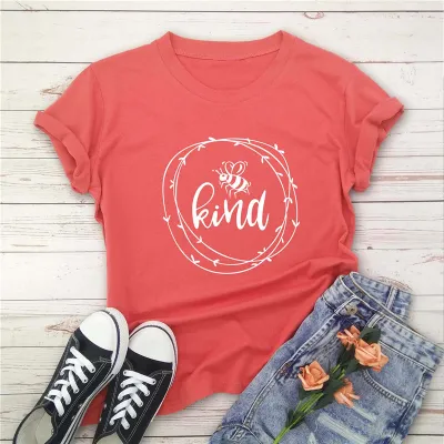 M-5XL Women Round Collar Short-sleeve Letter Print Cotton T-shirt